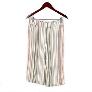 Croft & Barrow Linen Blend Multicolor Stripe Wide Leg Cropped Pants